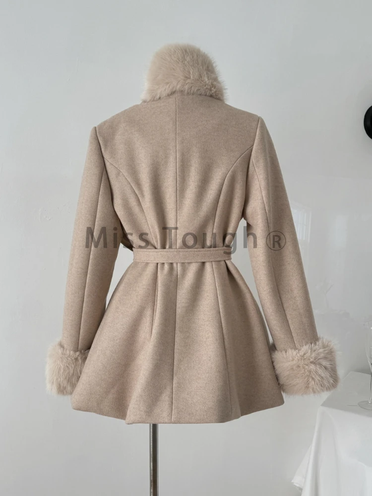 2024 Winter Korean Fashion Woolen Warm Coat Women Chic Shawl Cloak + Retro Loose Trench Coat New Design Sweet Casual Overcoat