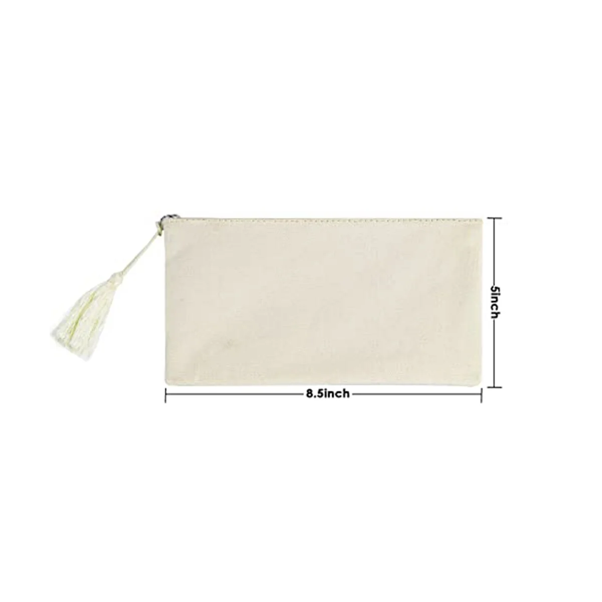 6 PCS Blank DIY Craft Canvas Pencil Pouch Blank Makeup Bags-Pouch Bulk Cosmetic Bag (Beige 8.5 x 5.1 Inch)