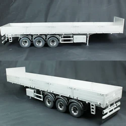 1/14 Metal Three-axle Trailer with Brake Servo Light Beads Door Panel Can Open Stainless Steel Sandblasted Trailer