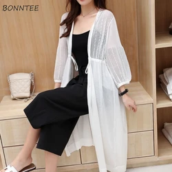 Jackets Women Pure Minimalist Design Sun-proof Loose All-match Outwear Femme Daily Summer Breathable Korean Style See-through