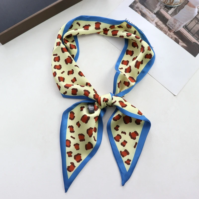 New Letter Print Women Small Silk Scarf Handle Bag Ribbons Female Head Scarves Sharp Angle For Women  100*9cm