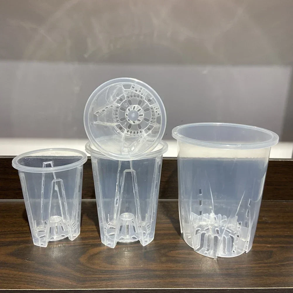 구멍이 있는 투명 플라스틱 난초 화분, 두꺼운 투명 화분, 다육 식물 번식 용기, 영양 화분, 1pc
