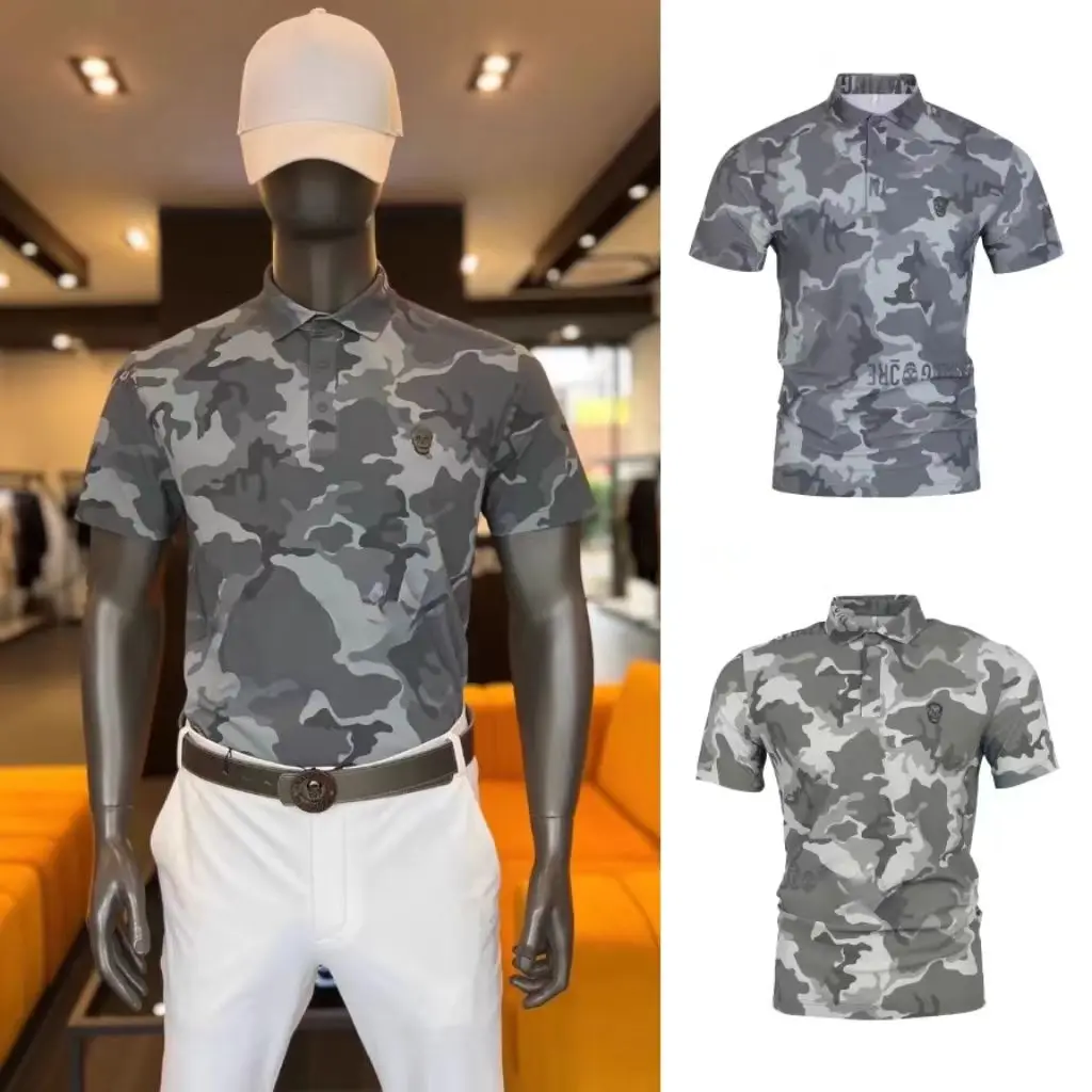 2025 New Golf Ware Men's Full-print Camo Collar quick Gun Cooling Sports Half-sleeved