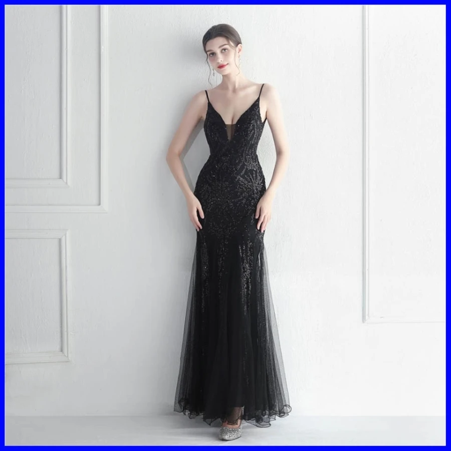 Sexy Long Evening Prom Gown Dr for Women Korean Par Dinner Sle Ladies Faionable Ele Dr 2025 Spring Collection