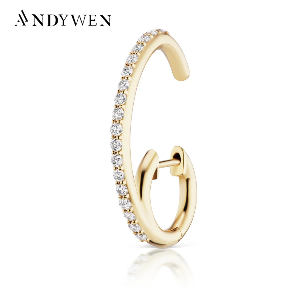 ANDYWEN 925 Sterling Silver Espionne Earring Circle Huggies Loop Open Circle Double Hoops Women Fashion Crystal CZ Jewelry