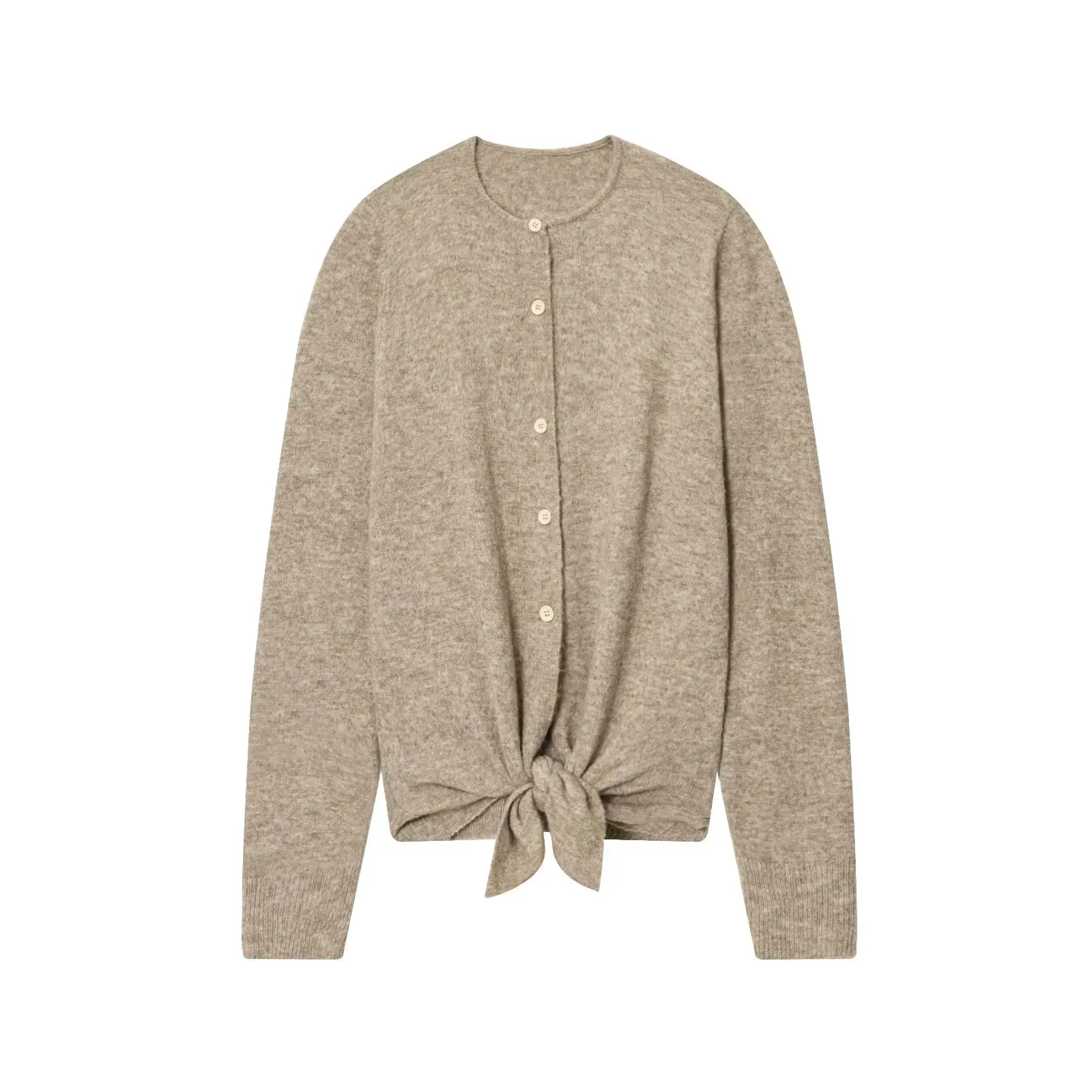 

DiYiG WOMAN 2025 Autumn New Fashion Blended Knot Knitted Cardigan Retro Long Sleeve Button All Match Jacket Outerwear Mujer