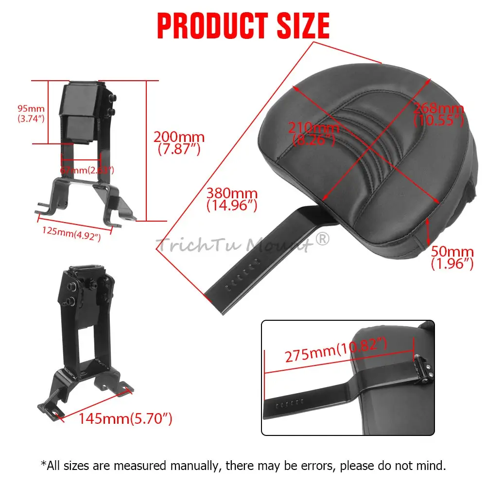 For Indian Roadmaster Springfield Chieftain Vintage Chief 2014-2025 Rear Driver Rider Backrest Pad Adjustable Sissy Bar
