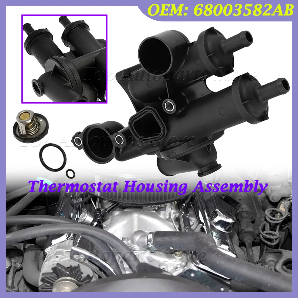 Conjunto de Carcasa de Termostato para Chrysler 200 2011-2014, Sebring 2008-2010, Dodge Avenger 2008-2014, Journey 2009-2017, 68003582AB