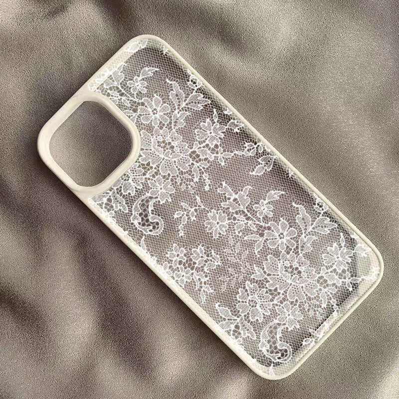Funda floral vintage de encaje blanco para iPhone 17 16 15 14 11 12 13 Pro Max 16E 17Air X XR XS 7 8 Plus SE 2022 protectora 2
