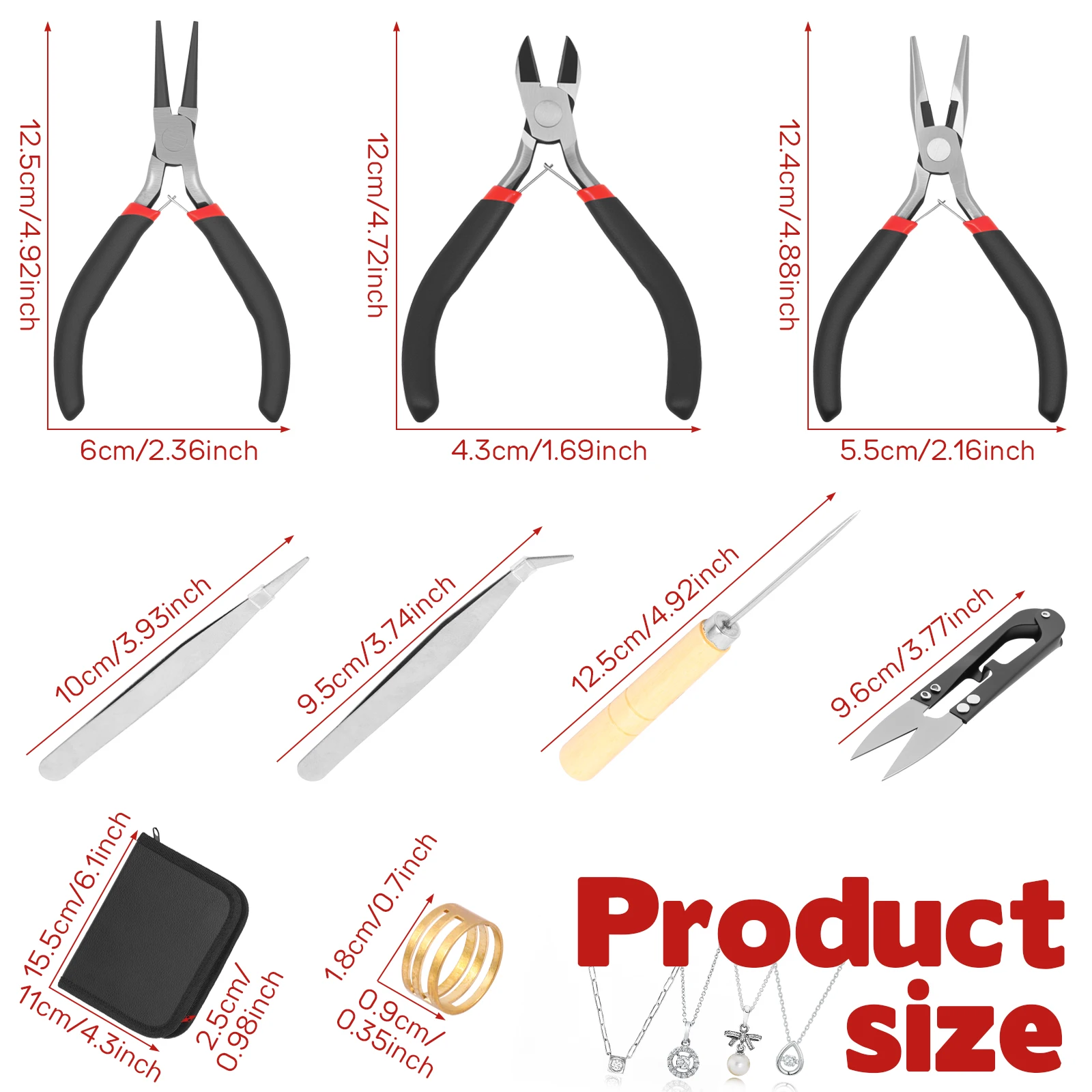 8Pc Nose Plier Circlip Plier Set Inner Outer Staight Bent Plier Retaining Snap Jump Ring Pliers Remover Tool Jewelry Making Tool