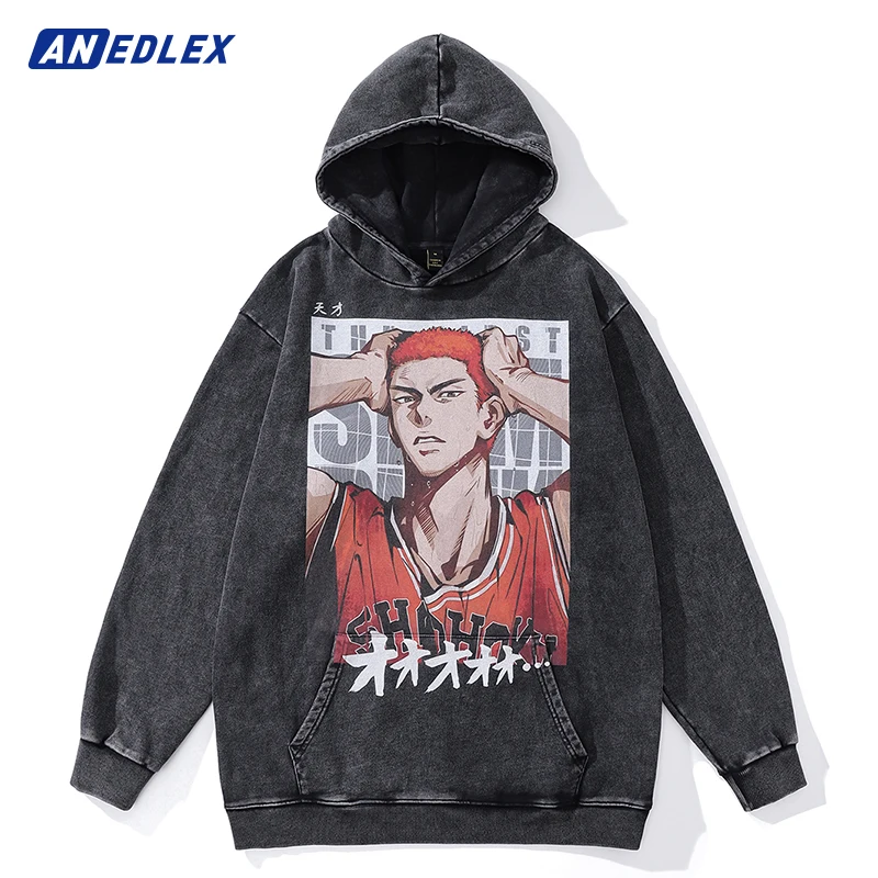 

2023 New Japanese Anime Graphic Cotton Sweatshirt Winter Hoodies Men Vintage Hoodies Hip Hop Streetwear Casual Clothes Pullover