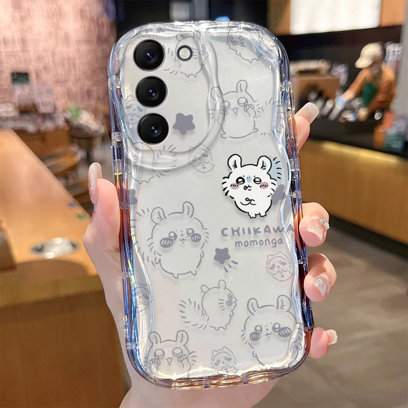 C-Chiikawas Wave Case for Samsung Galaxy S24 S23 S22 S21 Ultra Plus S20 FE A73 A72 A71 A55 A54 5G A53 A52 A51 4G A50S A50 Cover - náhled 4