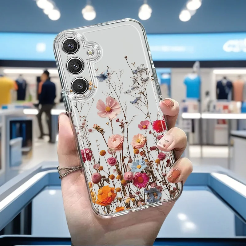 Blumenranken Transparente Hülle für Samsung S25 Ultra S26 S24 FE S23 Plus S22 S21 A57 A56 5G A55 A54 A53 A52S A37 A36 A35 A26 Schutzhülle – Detail 3