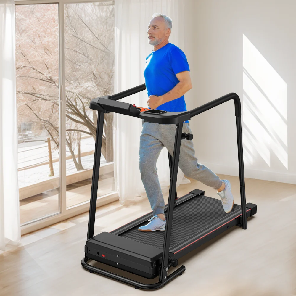 Ye Home Walking Treadmills with Extended Handrails for Recovery Fitness, Portable Foldable Treadmill for Seniors with Optional APP Control, 300 LBS Capacity