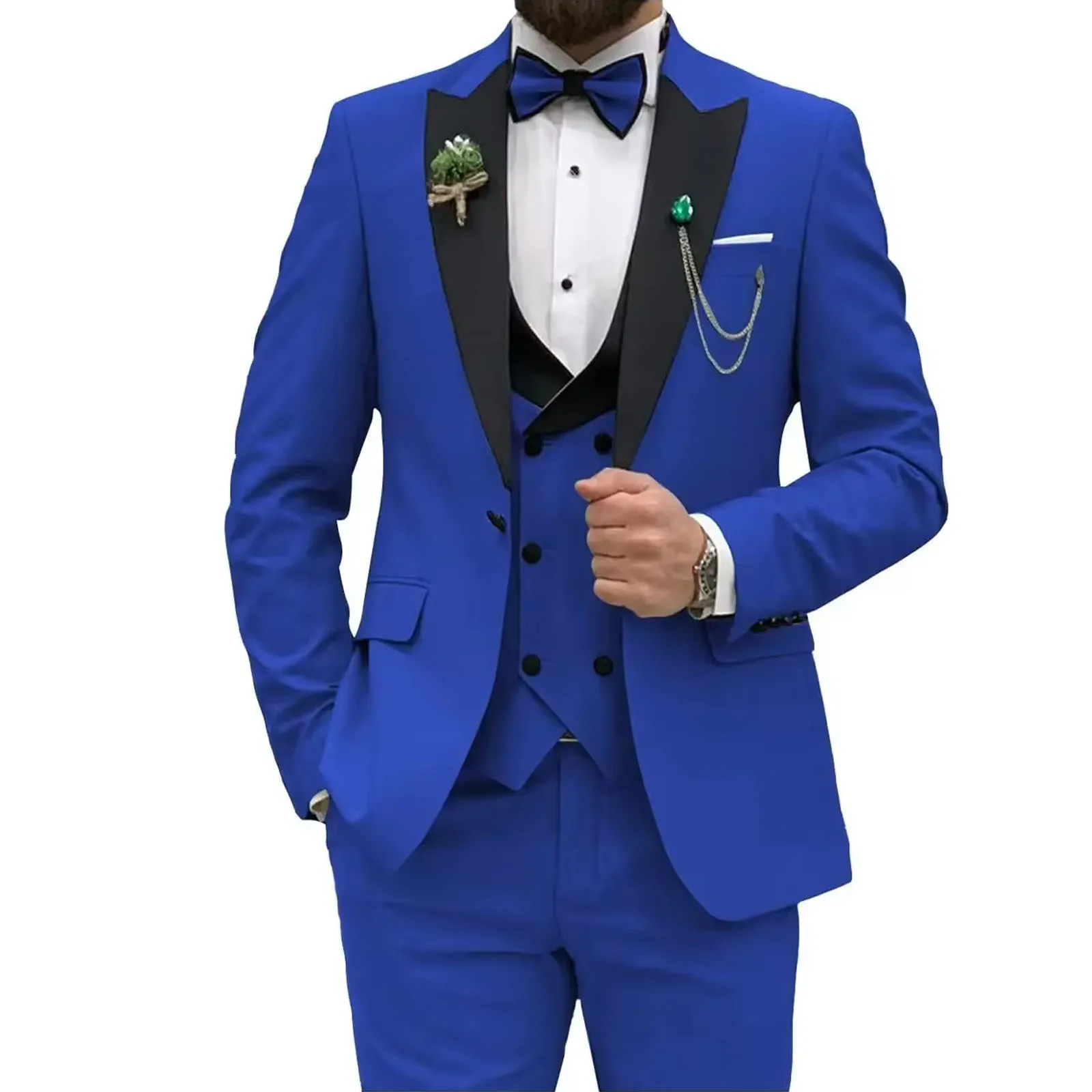

Slim Fit Men's Suits Formal Groom Business Male Blazer Set Peak Lapel Party Wedding Tuxedo 3 Pieces (Jacket+Vest+Pants)