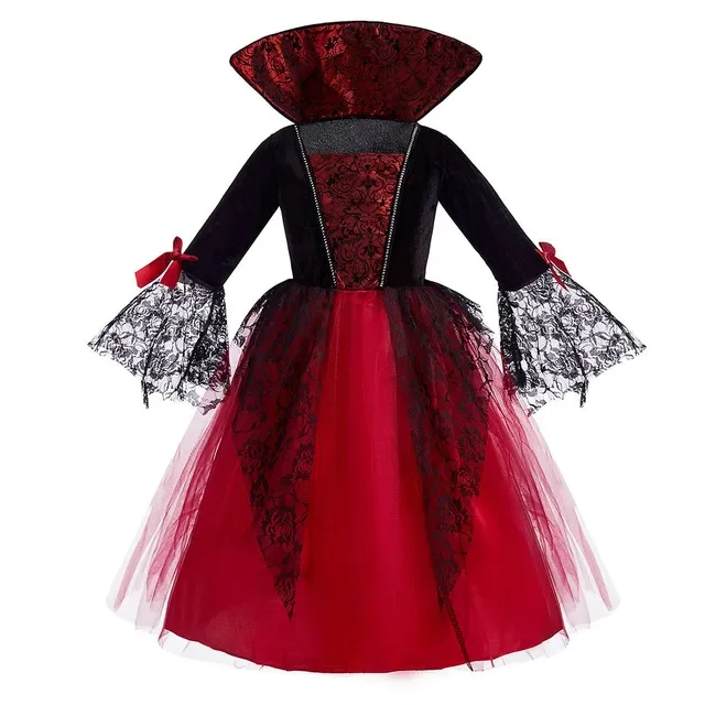 Gothic Vampire Costume for Little Girl Halloween European Vintage Zombie Apparel Day of the Dead Carnival Kid Street Party Dress