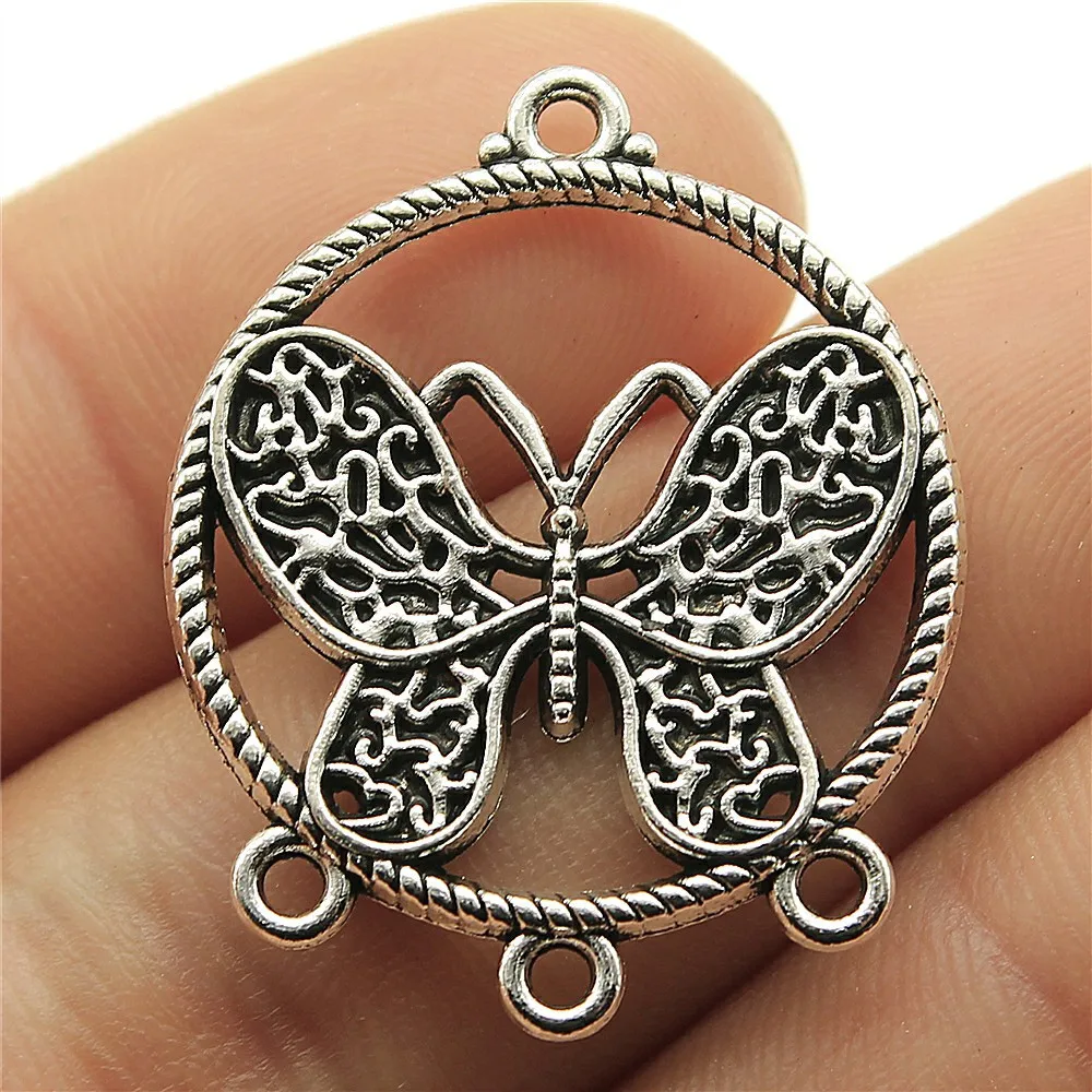 10pcs Round Earring Connector Charms For DIY Vintage Chandelier Earring Making Antique Silver Plated Findings Accessories view 4