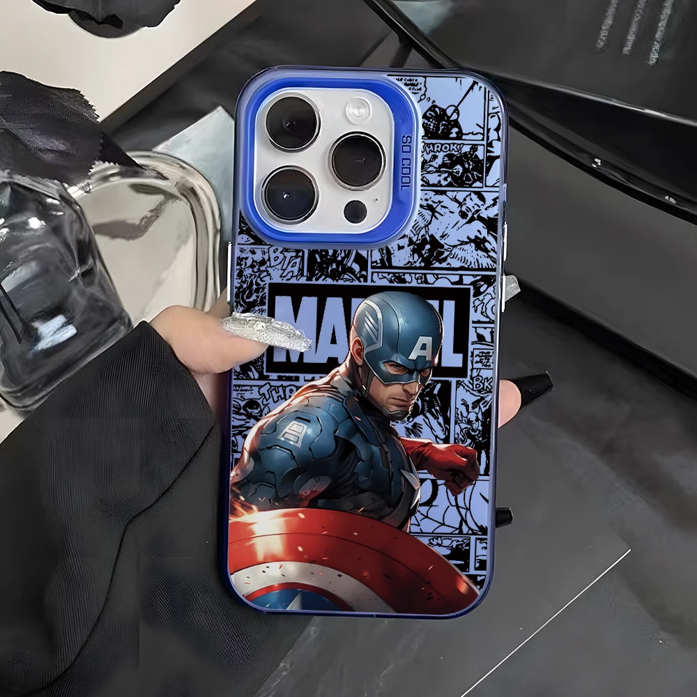 

Iron Man Captain America Phone Case for Samsung Galaxy S24 S23 S22 S21 Ultra Plus 5G S20 FE Matte Colorful Silver Hard Cover