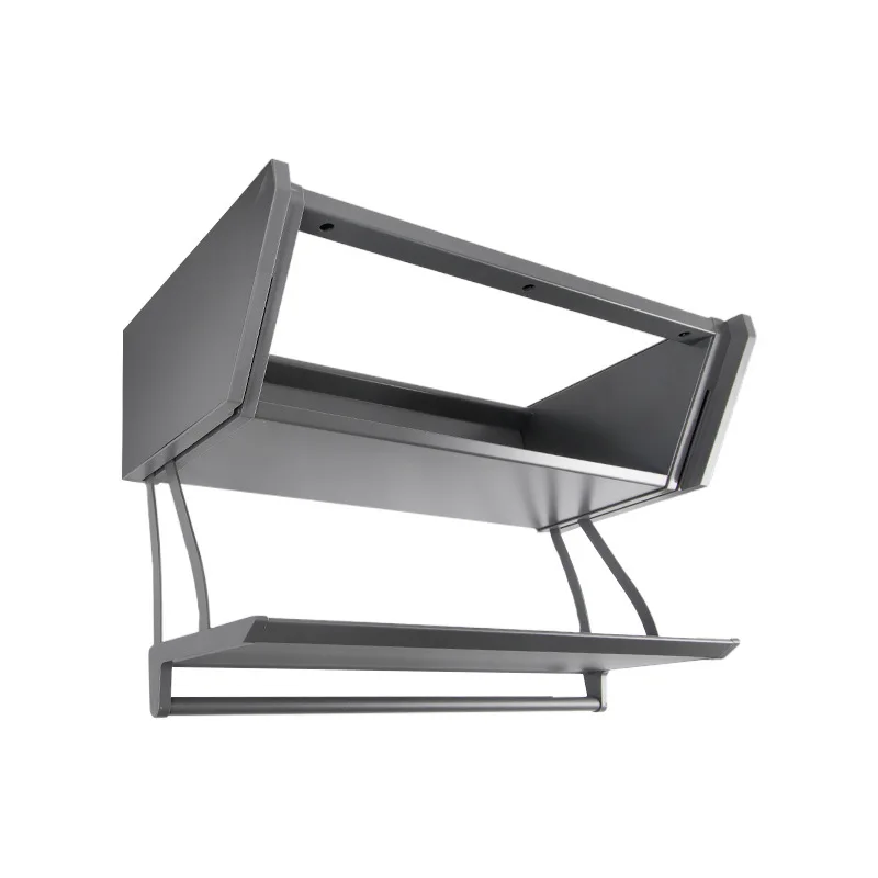 Kitchen seasoning storage rack, no punching, pull-down, double-layer folding, aluminum alloy basket
