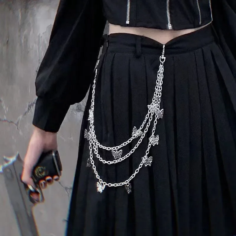 

Y2k JK Girls Punk Street Butterfly пояс поясная цепочка женские брюки юбка цепочка многослойный хип-хоп крючок джинсы брелок Cos костюмы