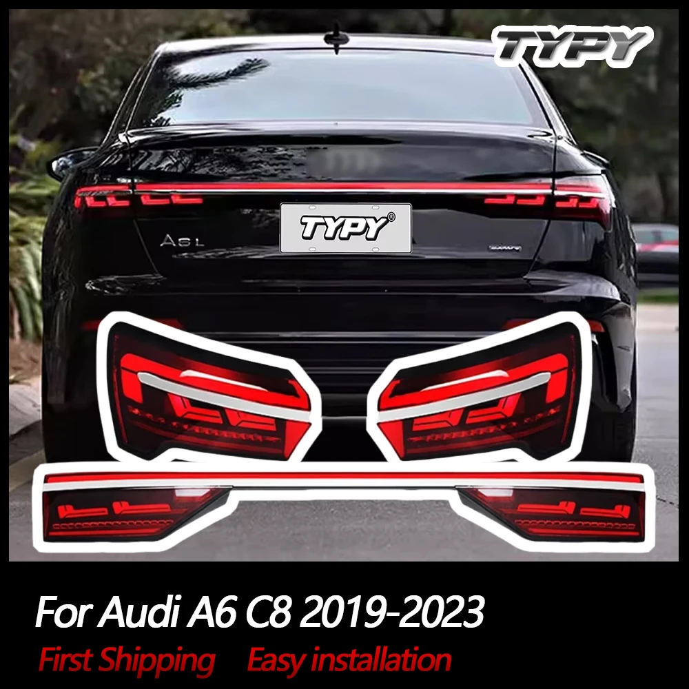 

TYPY Автомобильные задние фонари для Audi A6 C8 2019-2023 Светодиодные автомобильные задние фонари Дневные ходовые огни Динамические указатели поворота Автомобильные аксессуары