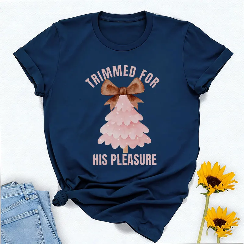 Funny Matching Christmas Couple T-Shirts Raunchy Xmas Tees Beard and Trimmed Black Santa Printed T-shirt Tops Fashion All-match