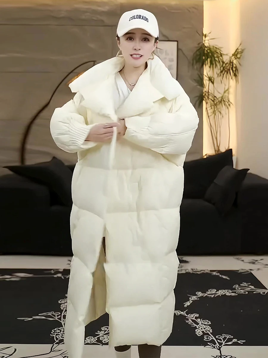 Inverno Thiened Bianco Du down Jaet Cappotto da donna con colletto alla moda Caldo pendolare Sle di media lunghezza Altro colletto