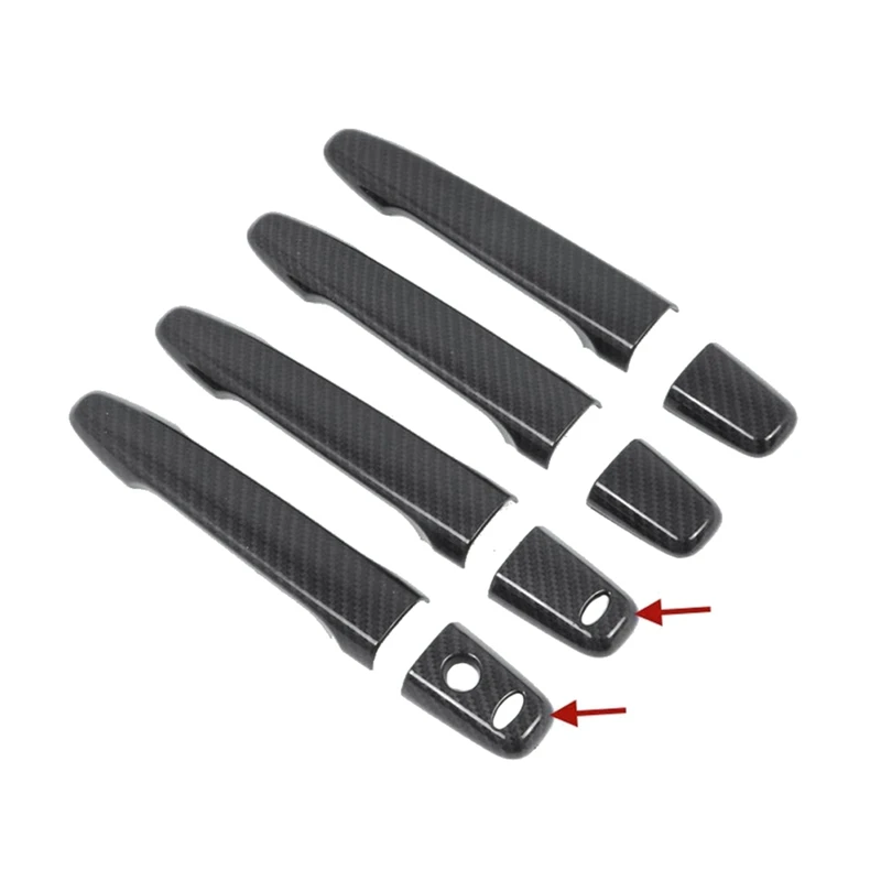 8Pcs Carbon Fiber Car Exterior Door Handle Cover For Mitsubishi Lancer Evolution X Outlander ASX (With Keyless Holes)