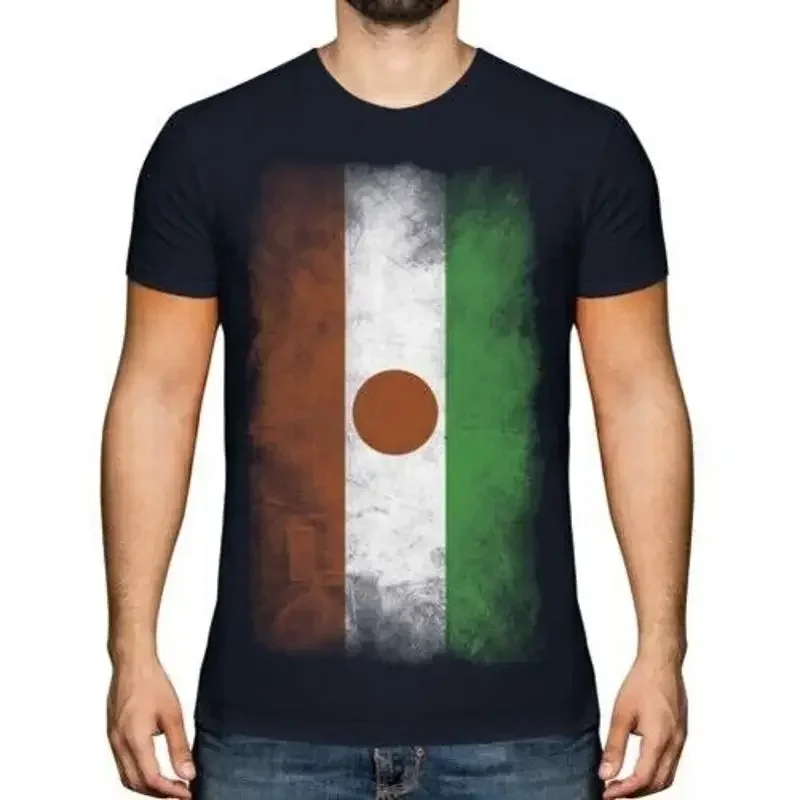 Niger Verblasste Flagge Herren T-Shirt Nigrisches Hemd Fußballtrikot Geschenk