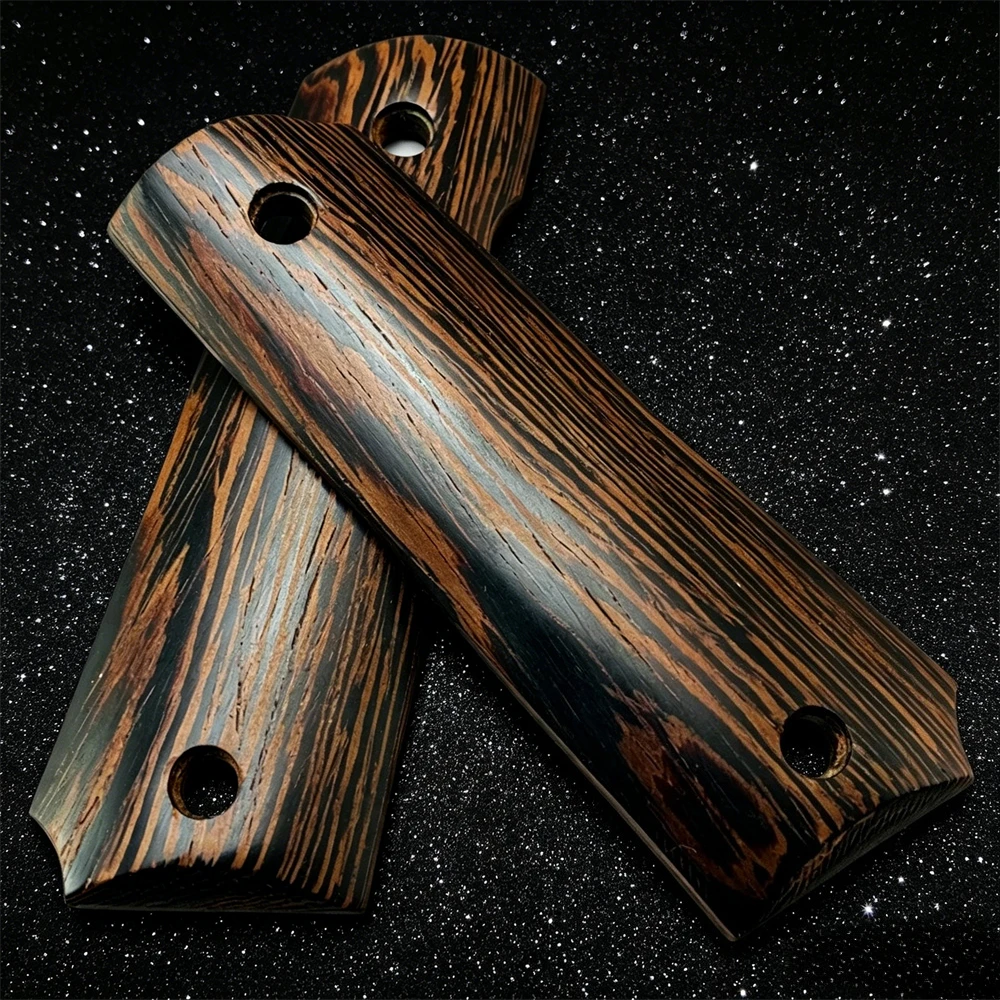 2Pcs Premium Wenge Wood Handle Grips, CNC Machined Anti-Slip Reinforced Panels for 1911