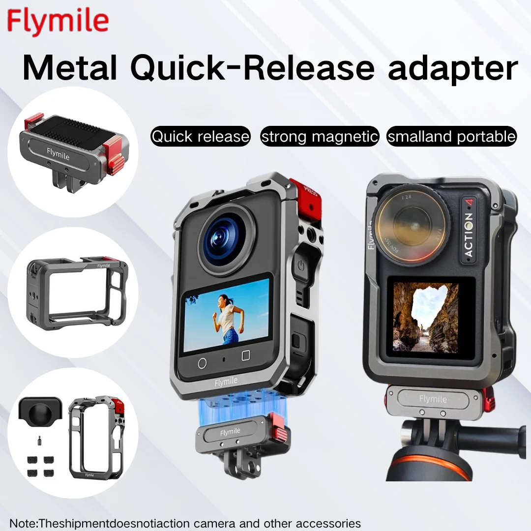 Zestaw akcesoriów do DJI Osmo 360: Szkło hartowane, metalowa klatka, uchwyt samochodowy na szybę, przenośny pojemnik, adapter szybkiego montażu. — zdjęcie produktu 2
