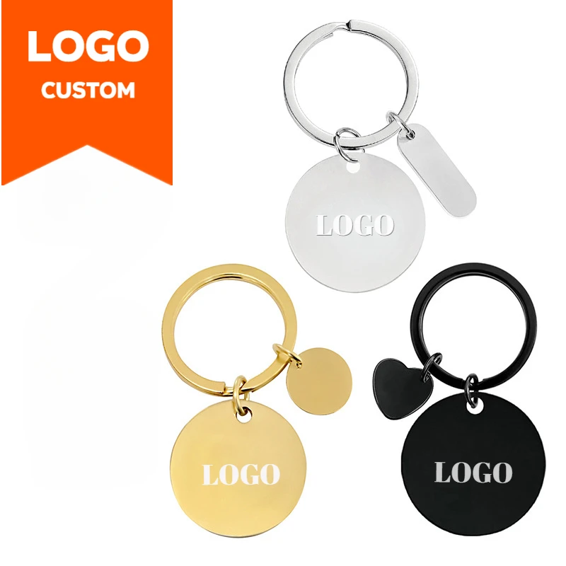 

Customized Name Keychain Stainless Steel Laser Engrave Custom LOGO Key Ring Personalize Business Anniversary Keyring Gift