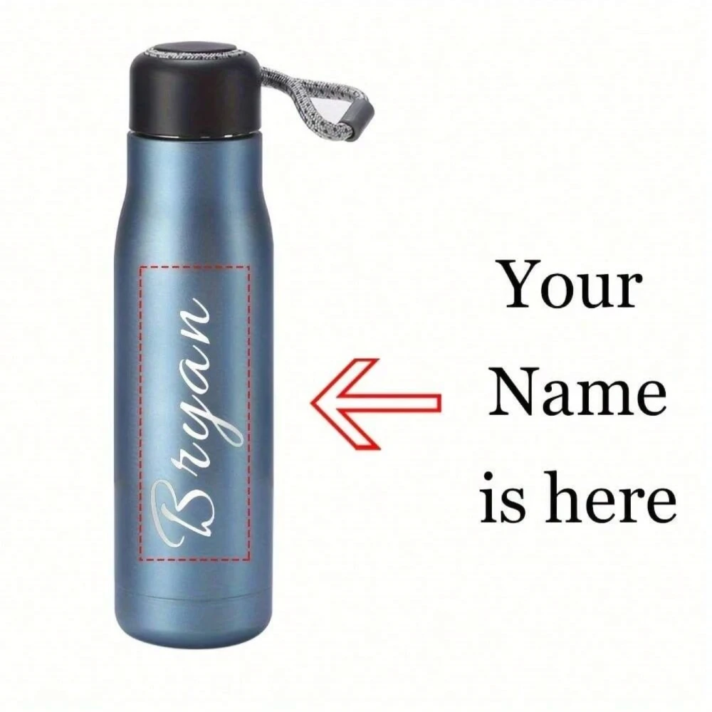 13.53/18.6 Oz Laser Engraved Stainless Steel Thermos with Name, Portable with Rope, Suitable for Fitness and Outdoor Activities