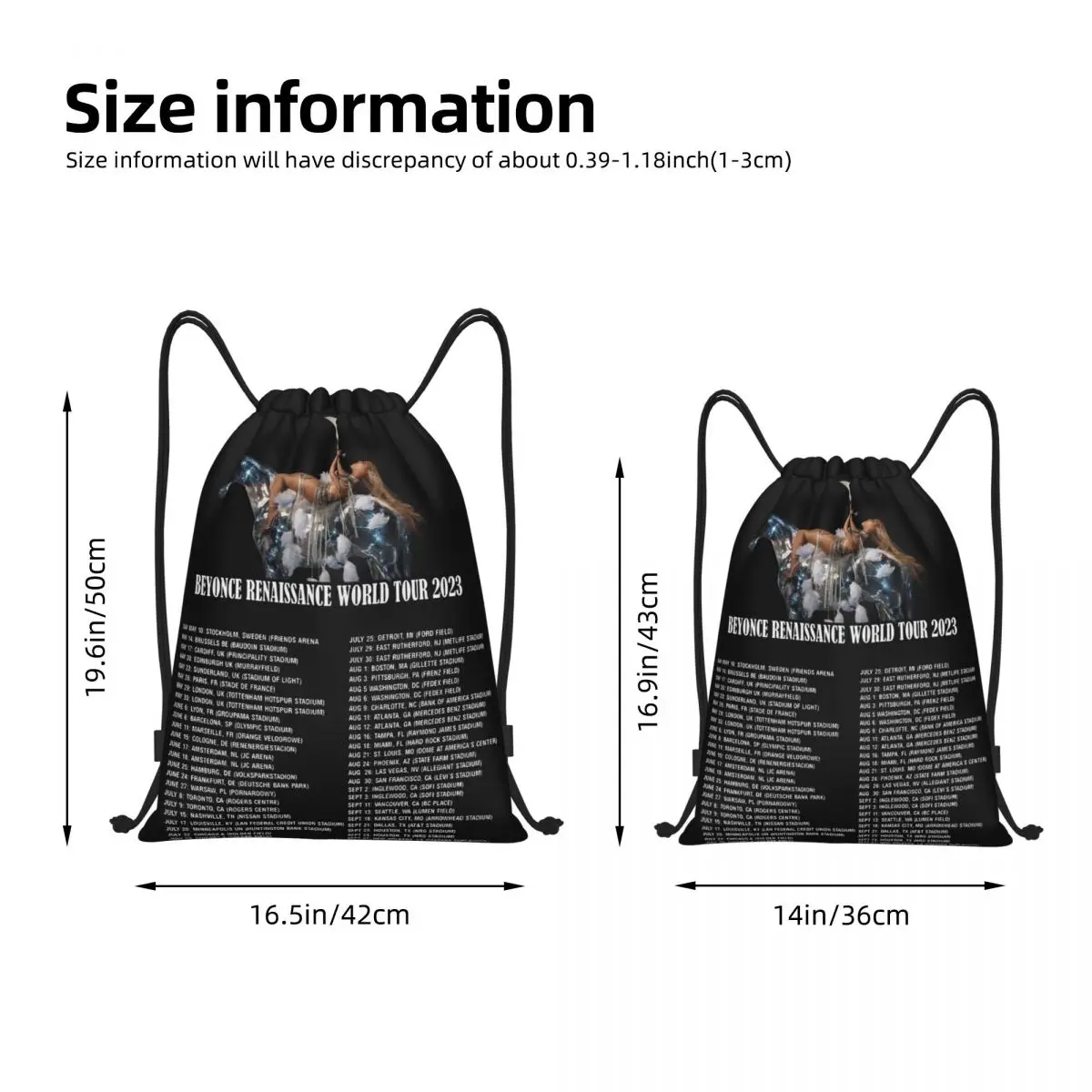 2023 Beyonce Renaissance Drawstring Backpack Sports Gym Bag World Tour String Sackpack for Working Out