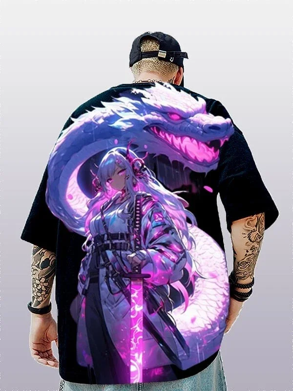 Japanese Anime Girl Character 3d Print Graphic T-shirt Men Women Fashion Sexy Hip Hop Casual Short Sleeve Tops Tees Men Clothes