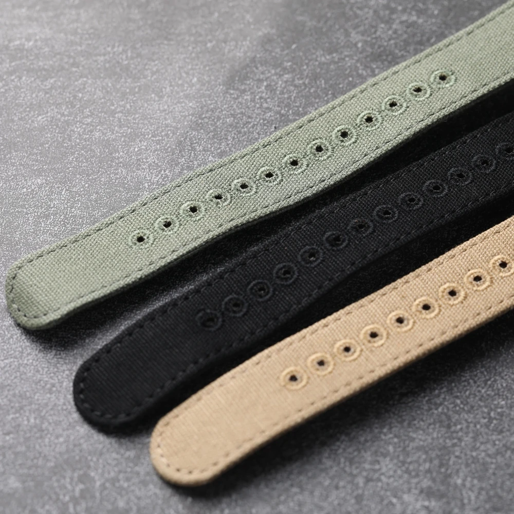 Handmade Pure Canvas Strap 20MM 22MM Black khaki Green Grey G10 Breathable Soft Vintage Strap Men Diving Watch Chain