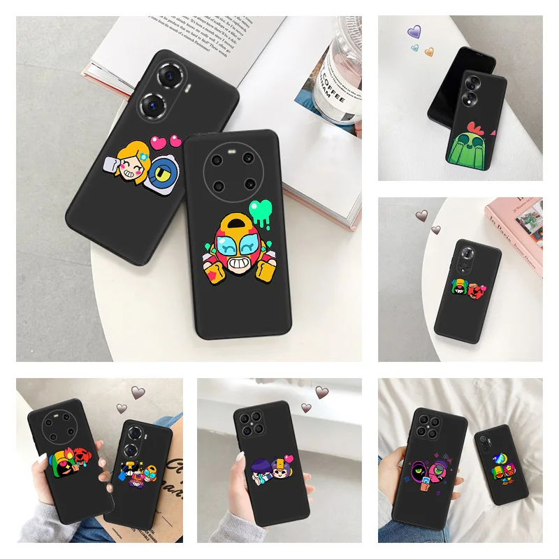 Neue Trend Telefon hülle für Pixel 8 7 6 7a 6a Ehre 90 70x6x7x8 x 9a magic5 pro x6a 8x Sterne Cartoon niedliche schwarze weiche Rückseite
