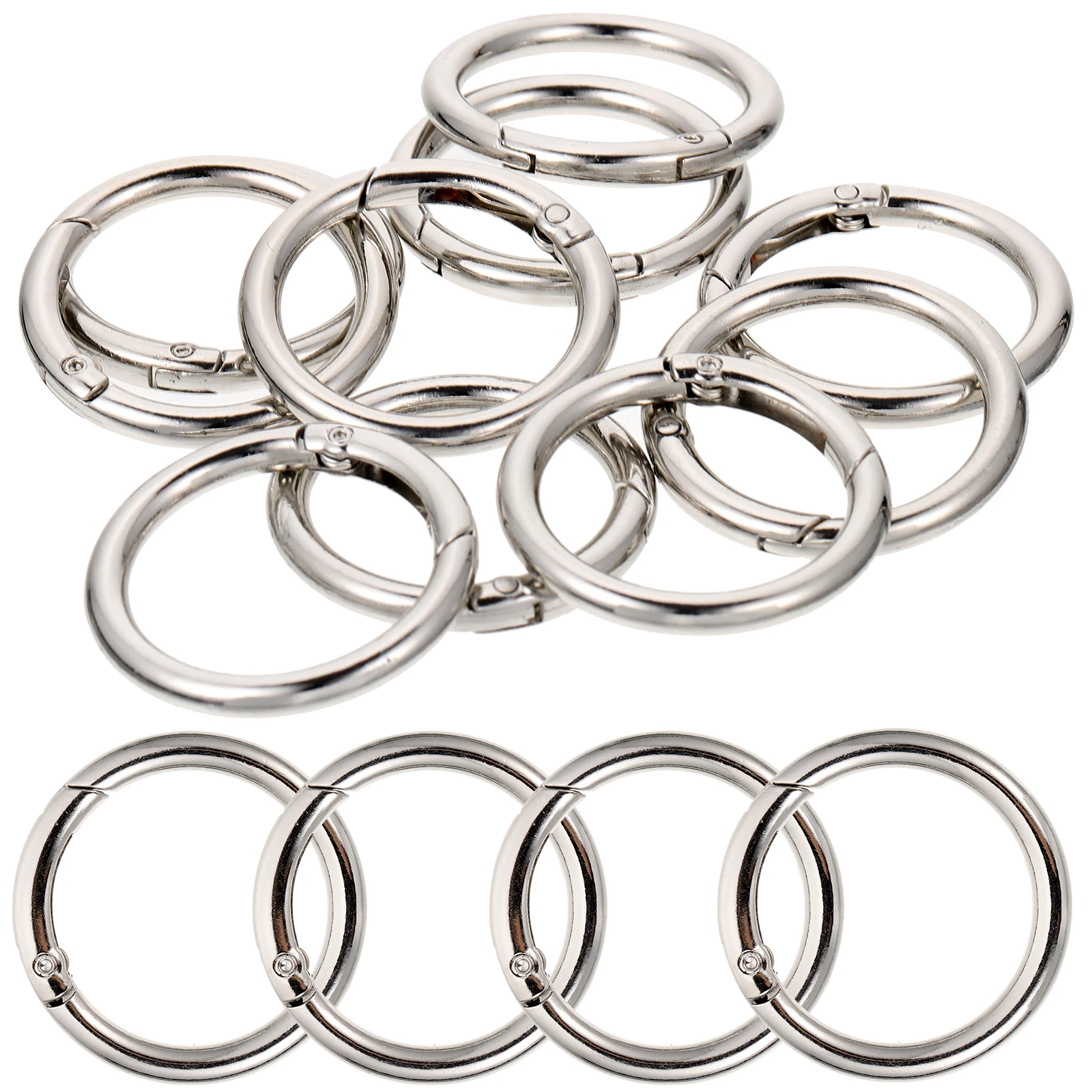 

10pcs Spring Buckle Key Rings Chain Circle Hoop Flat Split Small Keychains Alloy Opening Round Metal Jewelry Accessories Retro
