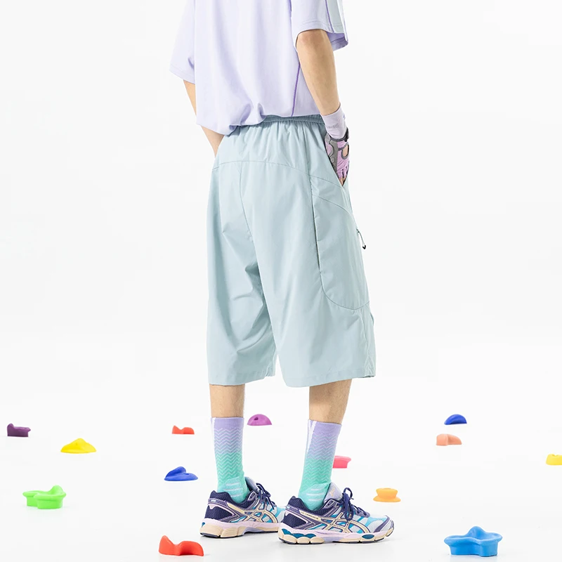 Wear-resistant Fabric Elastic Waist Waterproof Outdoor Sports Capris Foldable Summer Pants Unisex