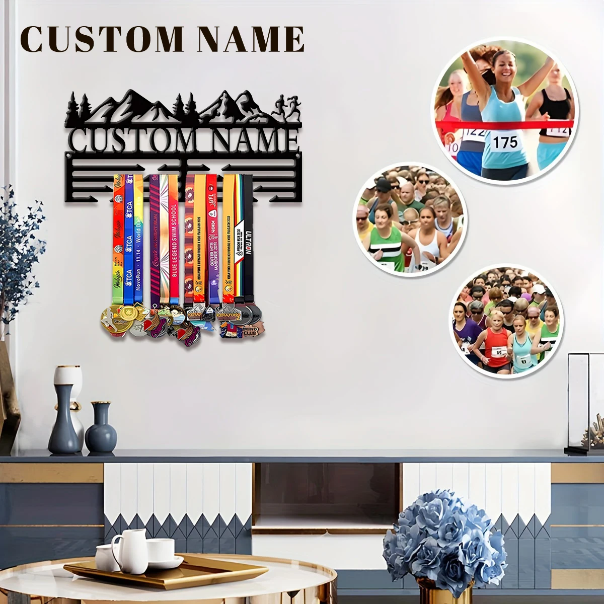Custom Marathon Metal Medal Display Rack, Valentines Gift, For Room Decor, Suitable for Basketball, Football Exercise