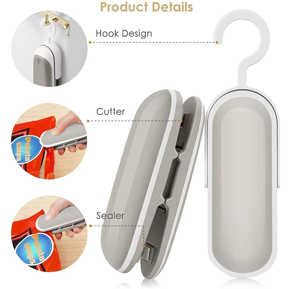 Mini Bag Sealer Portable Sealing Bags Machine, Handheld Heat Food Vacuum Sealer Machine Storage Potato Chip Cookie Bags