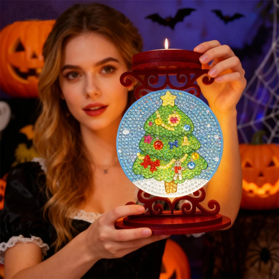 

DIY Christmas Diamond Art Painting Kits of Candle Holder Diamond Painting Candlestick Holder Kit for Aromatherapy & Home Decor