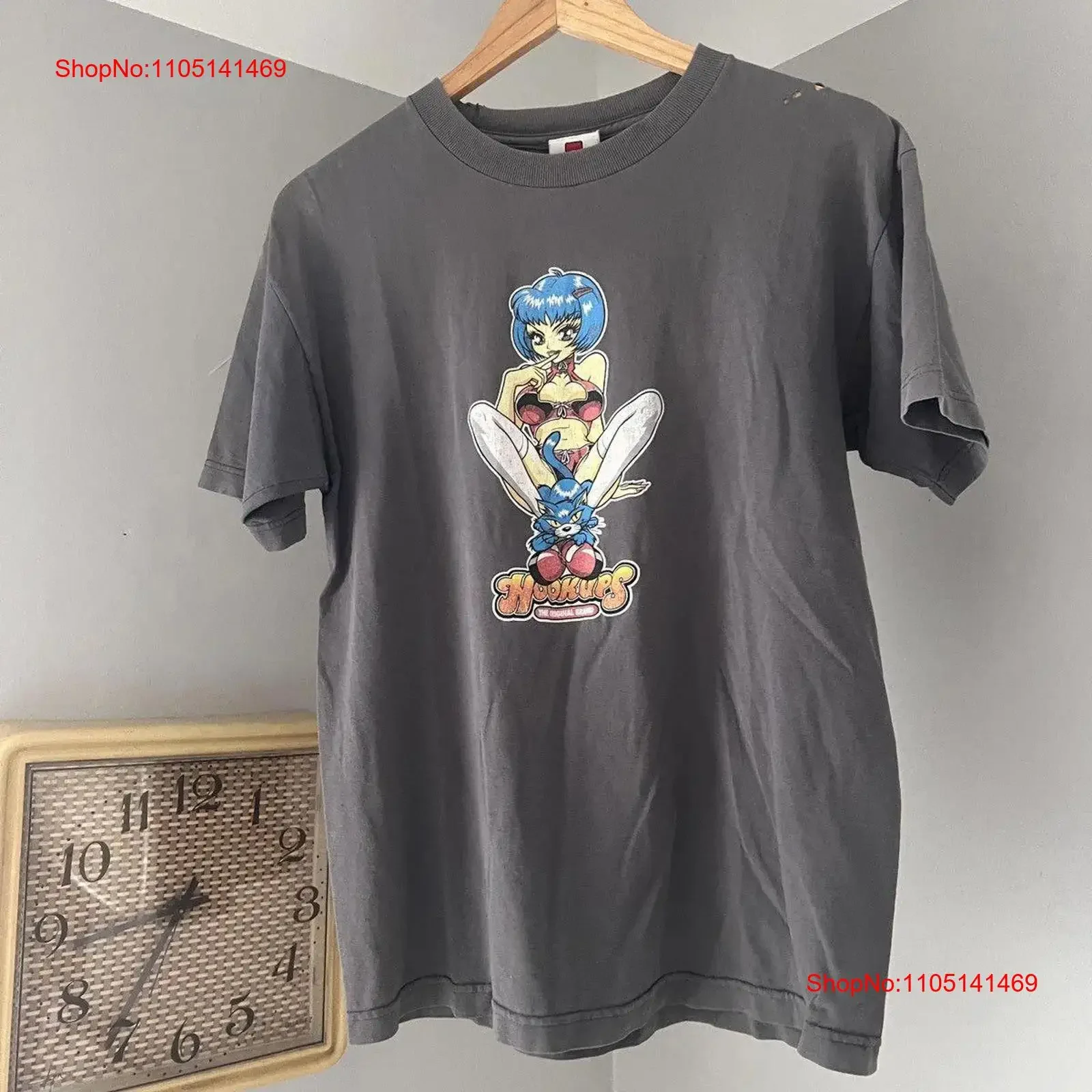 90s Hook Ups T Shirt Faded Black Size Medium vintage Washed Stylish Versatile graphic designer clothes streetwear Comfortable