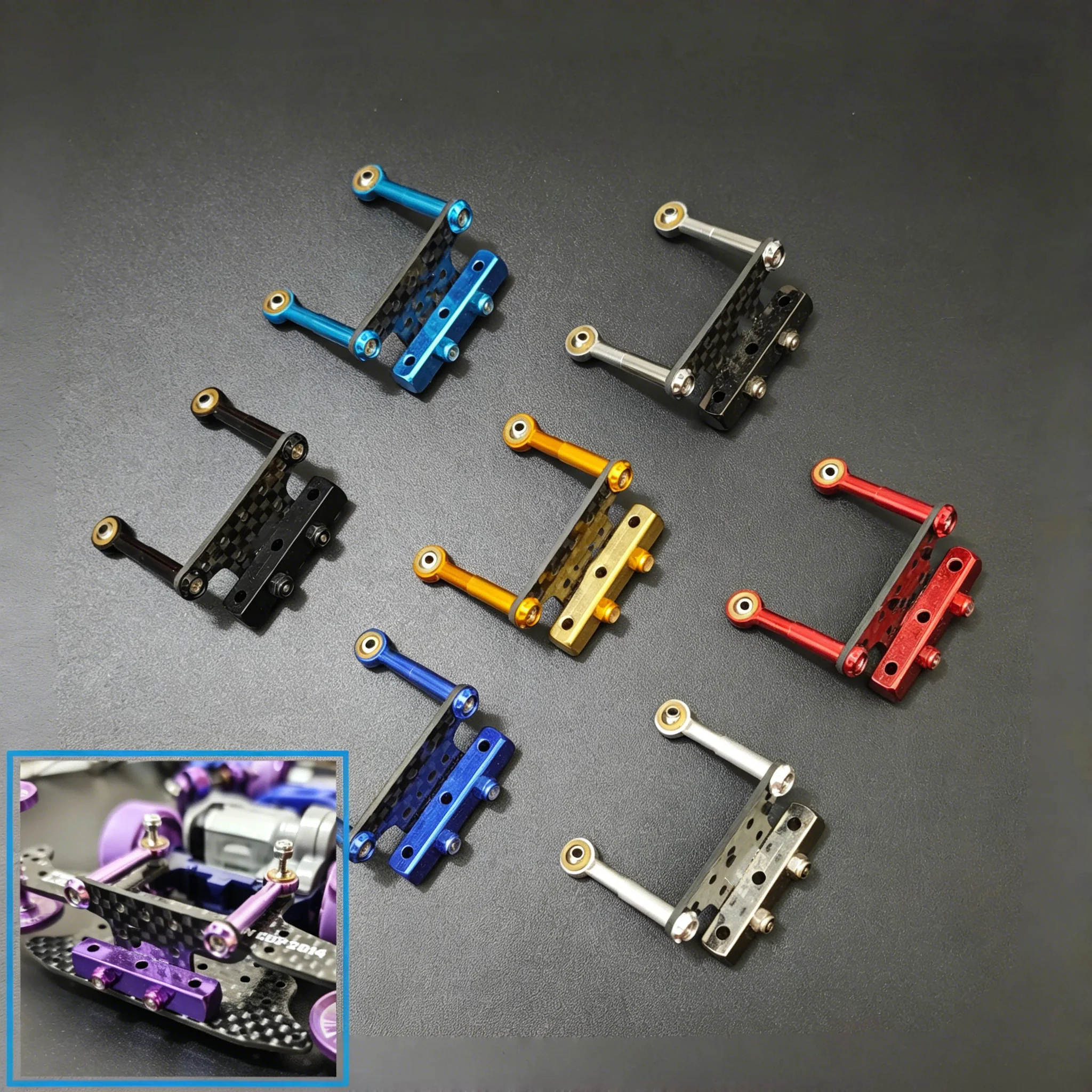 For Tamiya Mini 4WD Rear Roller Stay Carbon Fiber Upgrade Parts with Side Damper Stabilizer Bars Racing Tuning Set