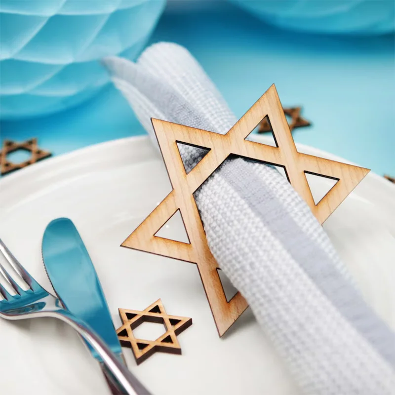 5pcs Star Of David Wooden Napkin Rings happy Hanukkah Chanukah Passover Jewish Holiday dinner Table decoration housewarming gift