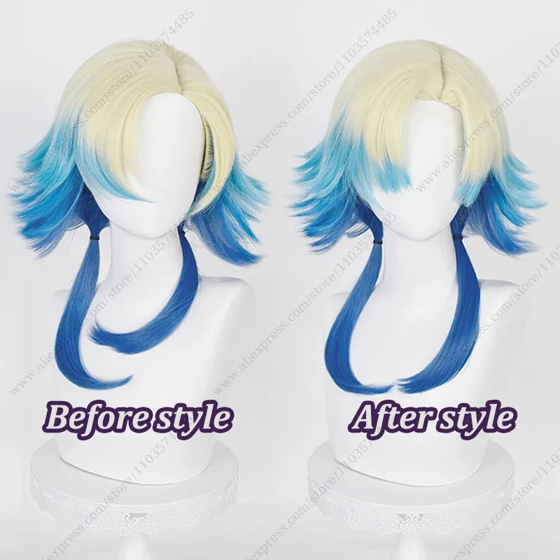 Аниме Майкл Кайзер Косплей Парик 55 см Длинные разноцветные термостойкие синтетические волосы