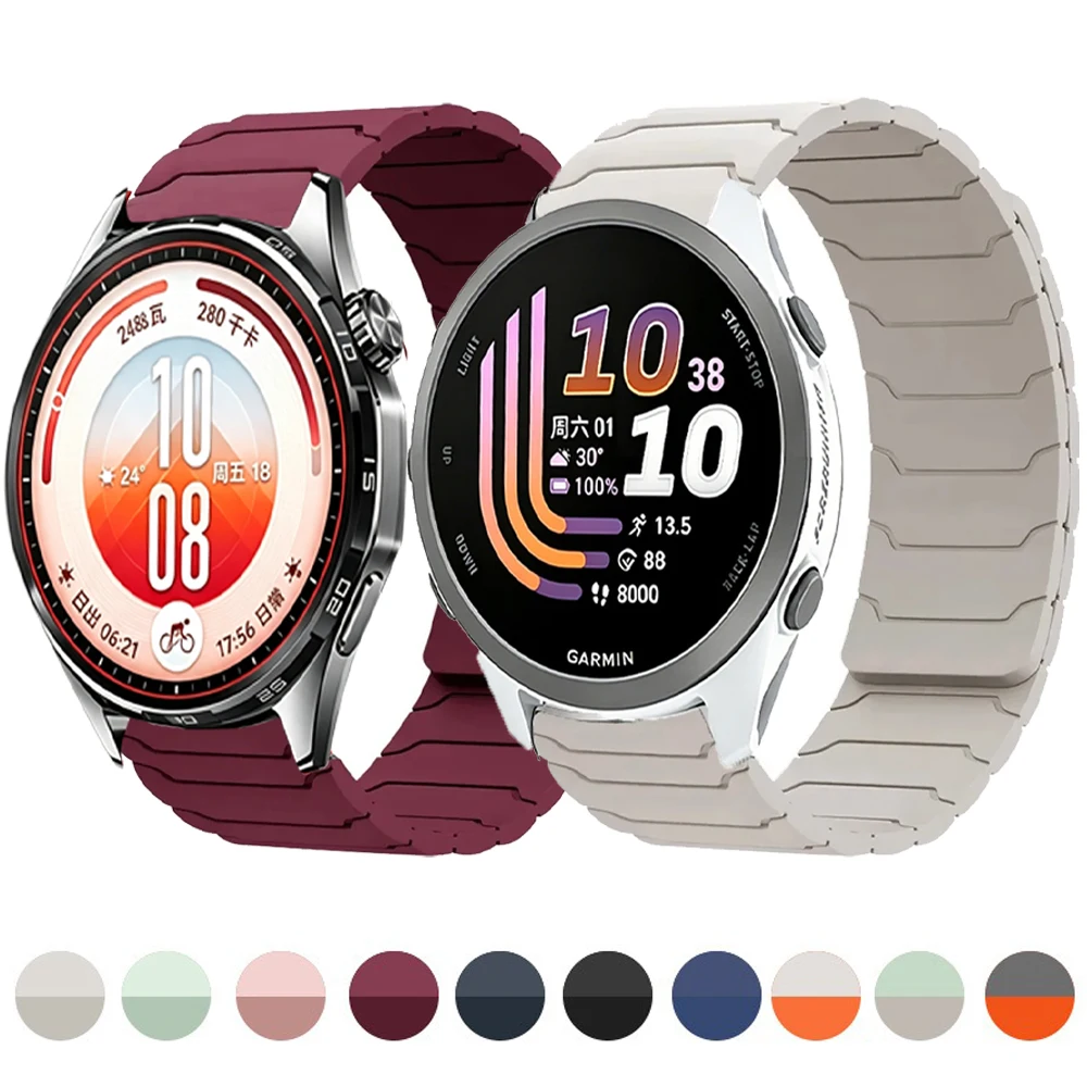22mm 20mm Silicone Strap for Huawei Watch GT7 Pro/GT7 6 5 46mm Magnetic Bracelet for Garmin Forerunner 170 70 55 165 570 970 965