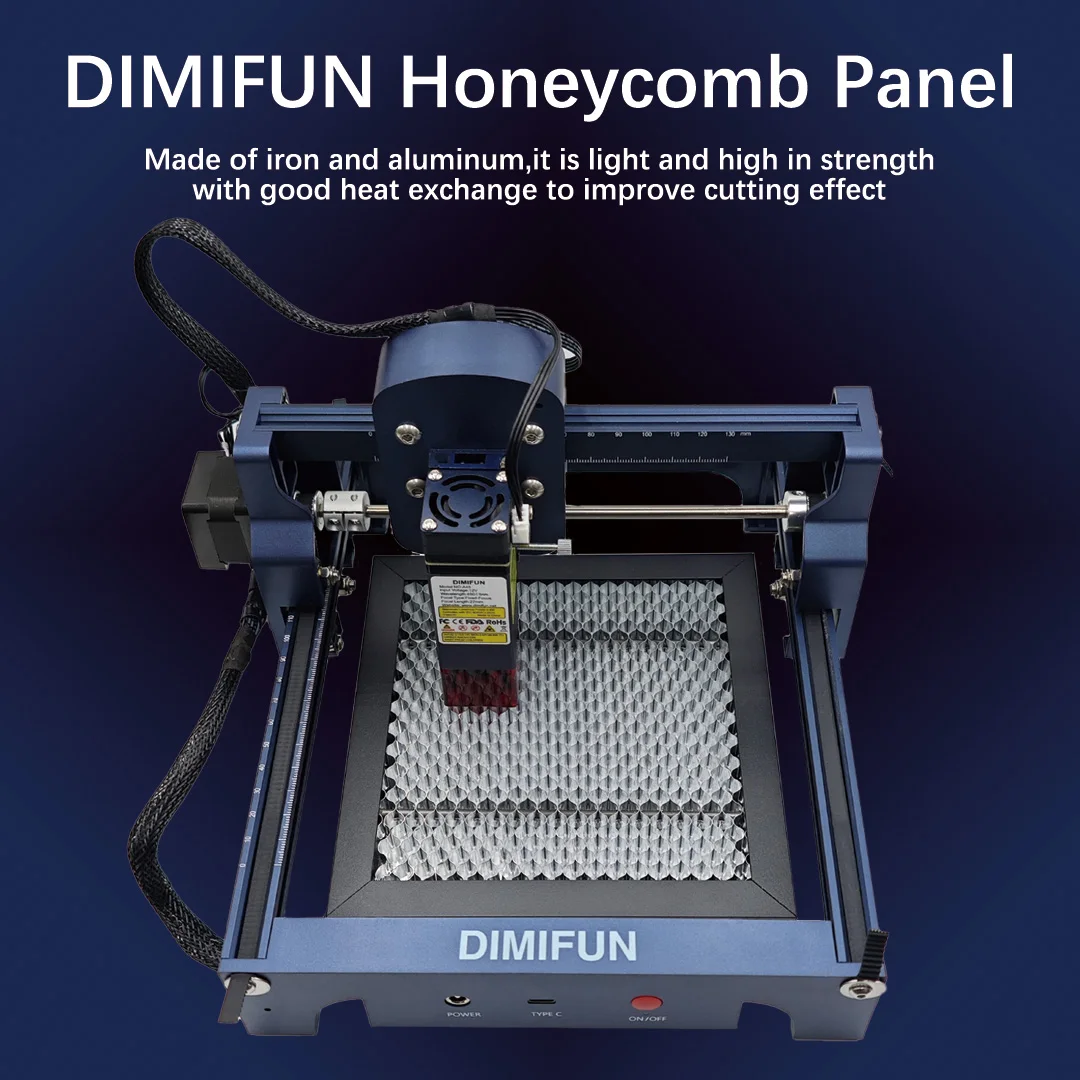 DIMIFUN 2.5/4.5W Mini Portable CNC Laser Engraving Machine with Honeycomb Panel | Suitable for Wood, Acrylic, and Leather