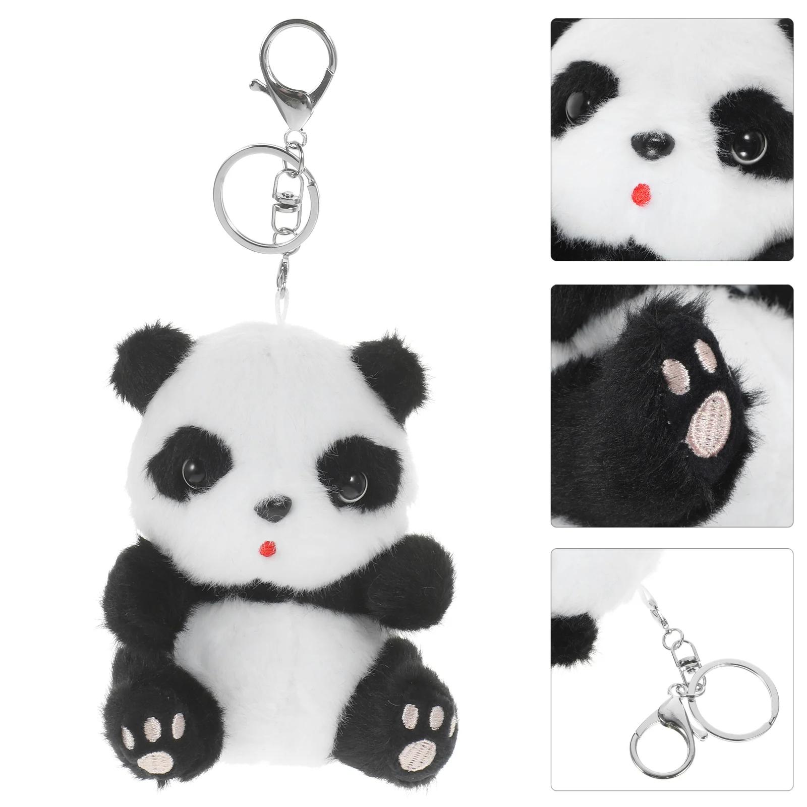 

Plush Panda Keychain Adorable Pendant Bag (keychain Black) 1pc Ring Backpack Lovely Hanging Pendants
