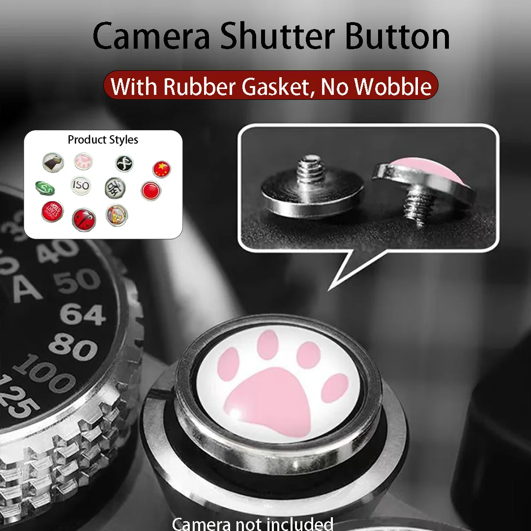 Universal Camera Shutter Button, Cute Pattern Aluminum Alloy Cap, Screw-in 3-3.5mm for Mirrorless, Camera Accessory